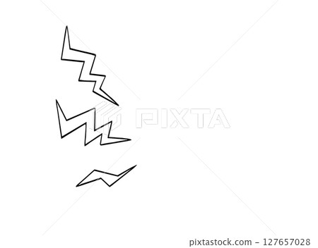 Simple line drawing illustration of a noise-like thunder symbol 127657028