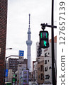 Sky tree seen from the streets 127657139