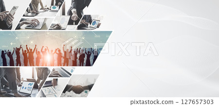 Collage of various business scenes - Horizontal visuals for banners and advertisements Collage of various business scenes - Horizontal visuals for banners and advertisements 127657303