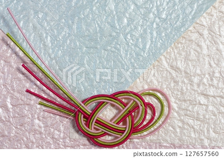 Japanese-style material with Mizuhiki decorations, made with rice paper 127657560