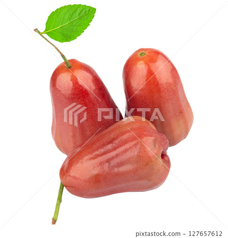rose apple slice piece on white fruit 127657612