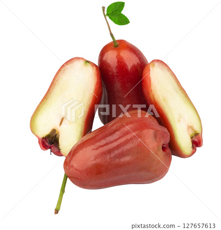 rose apple slice piece on white fruit 127657613