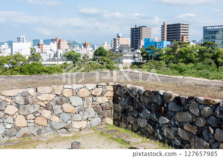 Kagawa Prefecture, historic site of Takamatsu Castle, Tamamo Park, castle tower remains 127657985