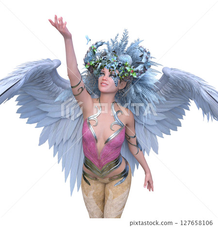 頭髮上帶有花卉藝術的女人 頭髮上帶有花卉藝術的女人 127658106