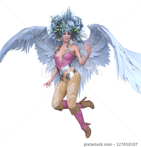 頭髮上帶有花卉藝術的女人 頭髮上帶有花卉藝術的女人 127658107