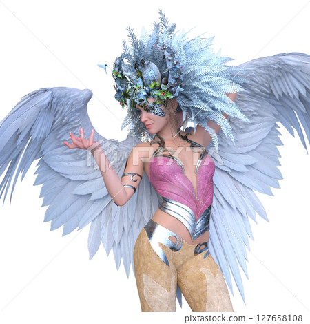 頭髮上帶有花卉藝術的女人 頭髮上帶有花卉藝術的女人 127658108