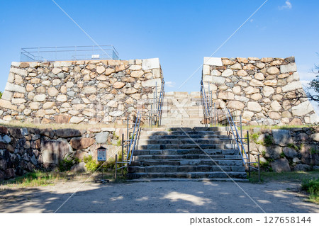 Kagawa Prefecture, historic site of Takamatsu Castle, Tamamo Park, castle tower remains Kagawa Prefecture, historic site of Takamatsu Castle, Tamamo Park, castle tower remains 127658144