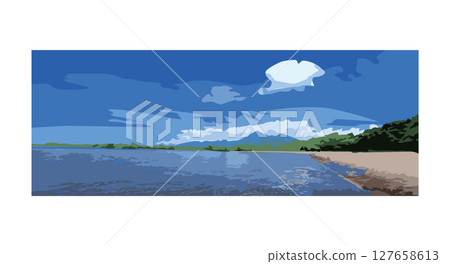湖泊向量圖 127658613