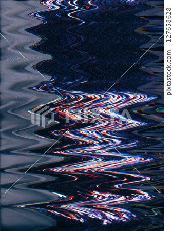 Static defect. Screen distortion. Blue pink black color analog noise vibration wave lines pattern dark art abstract background. Static defect. Screen distortion. Blue pink black color analog noise vibration wave lines pattern dark art abstract background. 127658628