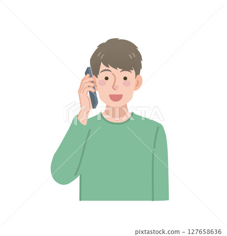 一個男人用智能手機打電話 一個男人用智能手機打電話 127658636