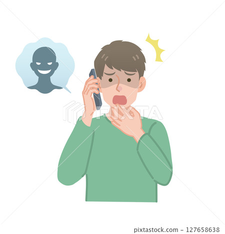 A man answers a phone call from a suspicious person 127658638