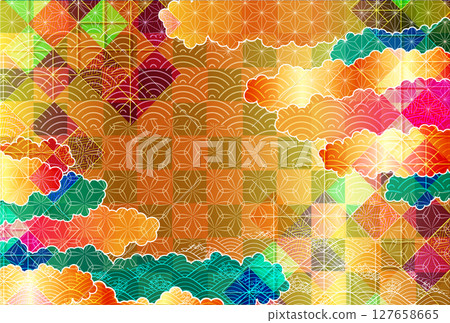 日本圖案新年賀卡金背景 127658665