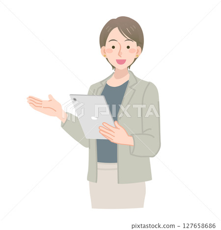 一位職業婦女用平板電腦解釋 一位職業婦女用平板電腦解釋 127658686