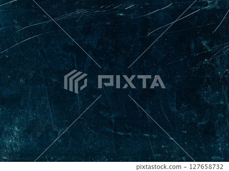 Old film noise. Broken texture. White dust scratches dirt stains distressed overlay weathered fractured glass effect on dark black grunge abstract background. 127658732