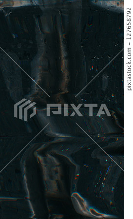 Stain texture. Wet screen. Dust scratches bubbles defect old film overlay weathered used surface dark grunge abstract water black background. 127658792