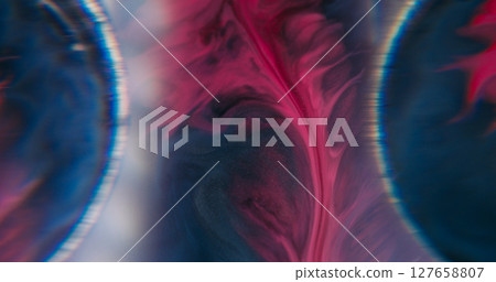 Optical effect paint. Art fluid blur. Pink red black acrylic blend color. Defocused dye light spill curve arch abstract gray background. Optical effect paint. Art fluid blur. Pink red black acrylic blend color. Defocused dye light spill curve arch abstract gray background. 127658807