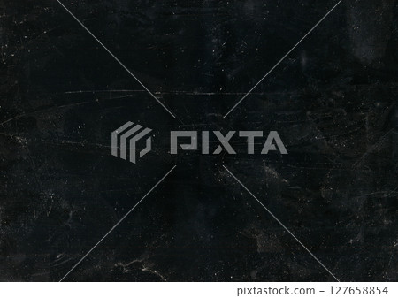 Fractured texture. Old film overlay. White dust scratches grain particles damaged crashed glass weathered effect on dark black abstract background. Fractured texture. Old film overlay. White dust scratches grain particles damaged crashed glass weathered effect on dark black abstract background. 127658854