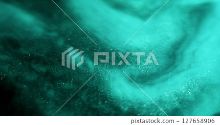 Blur turquoise water. Waves flare. Smooth bright cyan blue sparkling glow bokeh light abstract dark blurred background. Blur turquoise water. Waves flare. Smooth bright cyan blue sparkling glow bokeh light abstract dark blurred background. 127658906