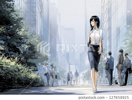 Illustration material of a businesswoman commuting to work 127658925