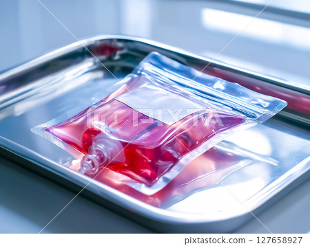 Image of a transfusion pack containing artificial blood Image of a transfusion pack containing artificial blood 127658927