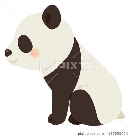 Sideways illustration of a sitting panda (pattern only) 127659034