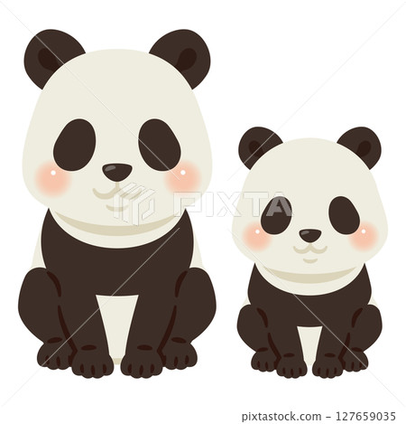 Illustration of a sitting panda and its child (pattern only) 127659035