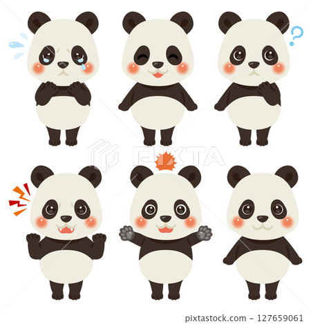 Panda character illustration facial expression set 127659061