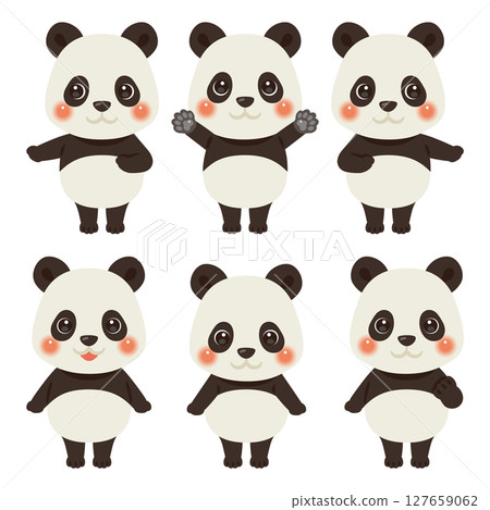指向熊貓人物插圖集 127659062