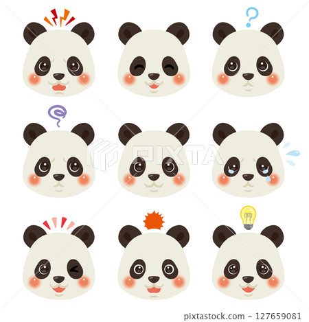 熊貓插圖集 - 僅限臉部表情 127659081