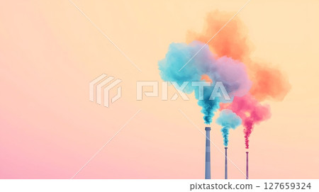 smoke from chimney of power plant 127659324