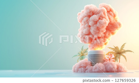 blue sky with clouds and smoke 127659326