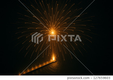 Radiating fireworks at a fireworks festival 127659603