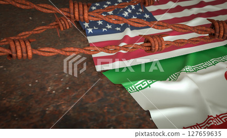 The American and Iran flag for war crisis concept 3d Rendering. 127659635