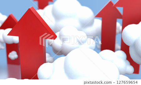 The Red arrow and cloud for Business concept 3d Rendering. The Red arrow and cloud for Business concept 3d Rendering. 127659654