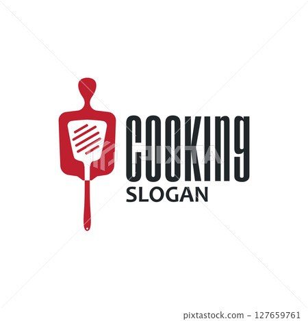 simple elegant silhouette concept design of cooking logo with chef hat icon, and cooking equipment silhouette symbol for restaurant, bar, cafe, catering business, template illustration for poster or simple elegant silhouette concept design of cooking logo with chef hat icon, and cooking equipment silhouette symbol for restaurant, bar, cafe, catering business, template illustration for poster or 127659761