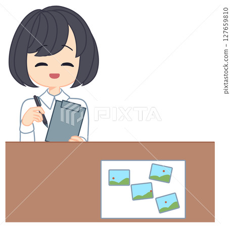 Woman taking an intelligence test Woman taking an intelligence test 127659810