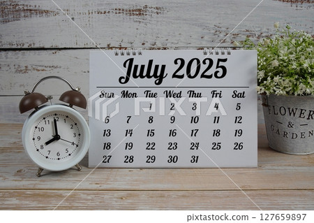 July 2025 annual monthly desk calendar for planning and management July 2025 annual monthly desk calendar for planning and management 127659897