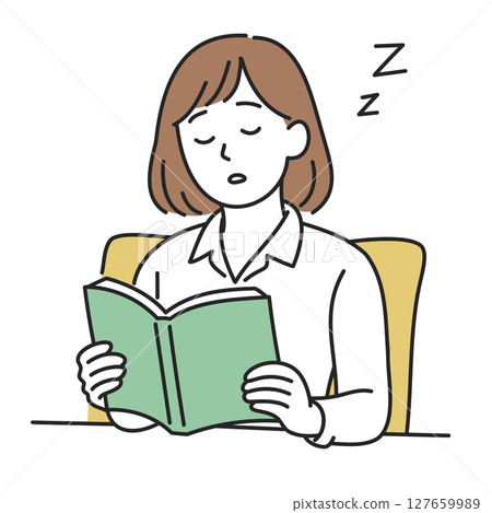 女人讀書時睡著了 女人讀書時睡著了 127659989