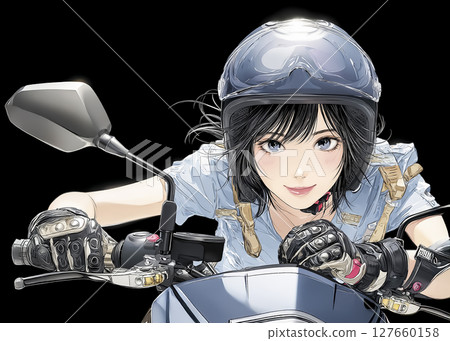 Illustration material of a female rider 127660158
