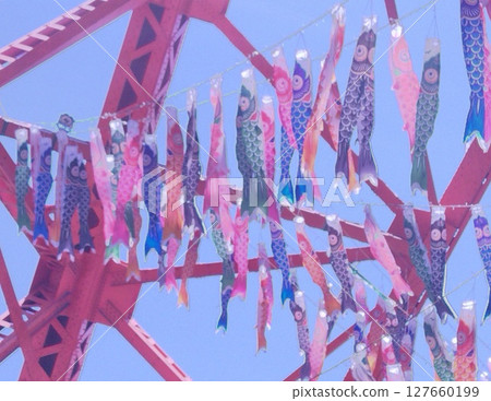 很多鯉魚旗和東京塔〜koinobori 127660199