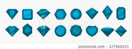 Blue Gemstone Vector Set. Sapphire, Diamond, Crystal, Gem Icons for Jewelry, Game Graphics, Treasure, Magic, Flat Gemstones, Glossy Jewels, Faceted Stones, Cartoon Crystal Collection Blue Gemstone Vector Set. Sapphire, Diamond, Crystal, Gem Icons for Jewelry, Game Graphics, Treasure, Magic, Flat Gemstones, Glossy Jewels, Faceted Stones, Cartoon Crystal Collection 127660201