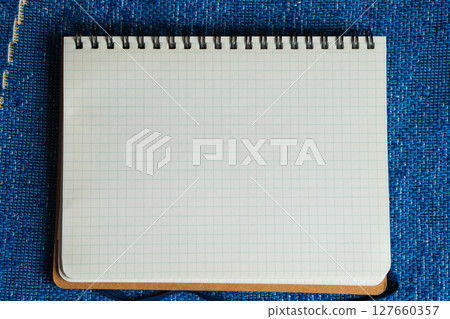 方格紙筆記本：帶有淺藍色網格的簡單背景材料 127660357