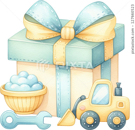 Colorful construction themed birthday gift 127660523