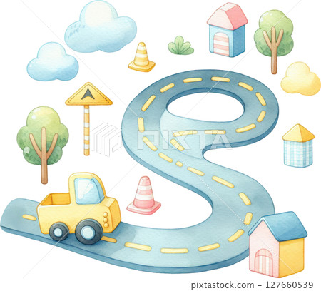 Whimsical construction themed birthday party scene 127660539