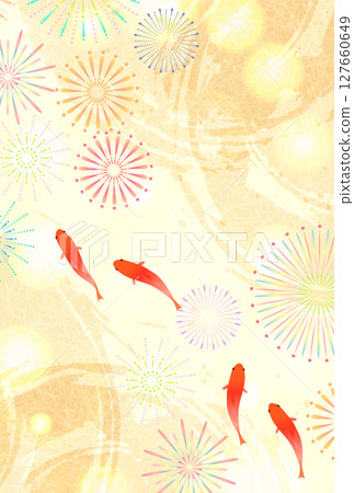 金魚夏季水彩日本圖案背景 127660649