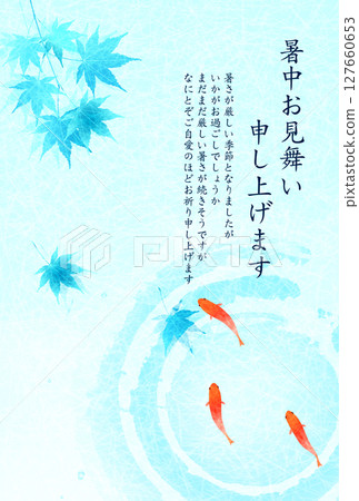 金魚夏季水彩日本圖案背景 127660653