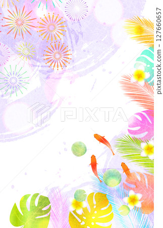 Goldfish summer watercolor Japanese pattern background Goldfish summer watercolor Japanese pattern background 127660657