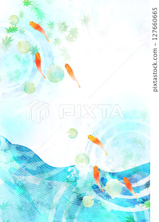 金魚夏季水彩日本圖案背景 127660665