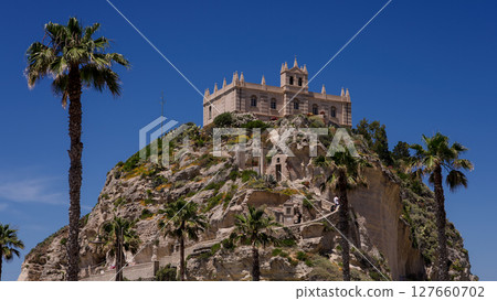 Sanctuary of Santa Maria dell Isola overlooking Tropea, Calabria, Italy Sanctuary of Santa Maria dell Isola overlooking Tropea, Calabria, Italy 127660702