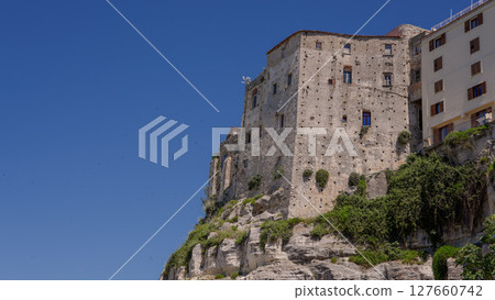 Ancient building rising on the cliff in Tropea, Calabria, Italy Ancient building rising on the cliff in Tropea, Calabria, Italy 127660742